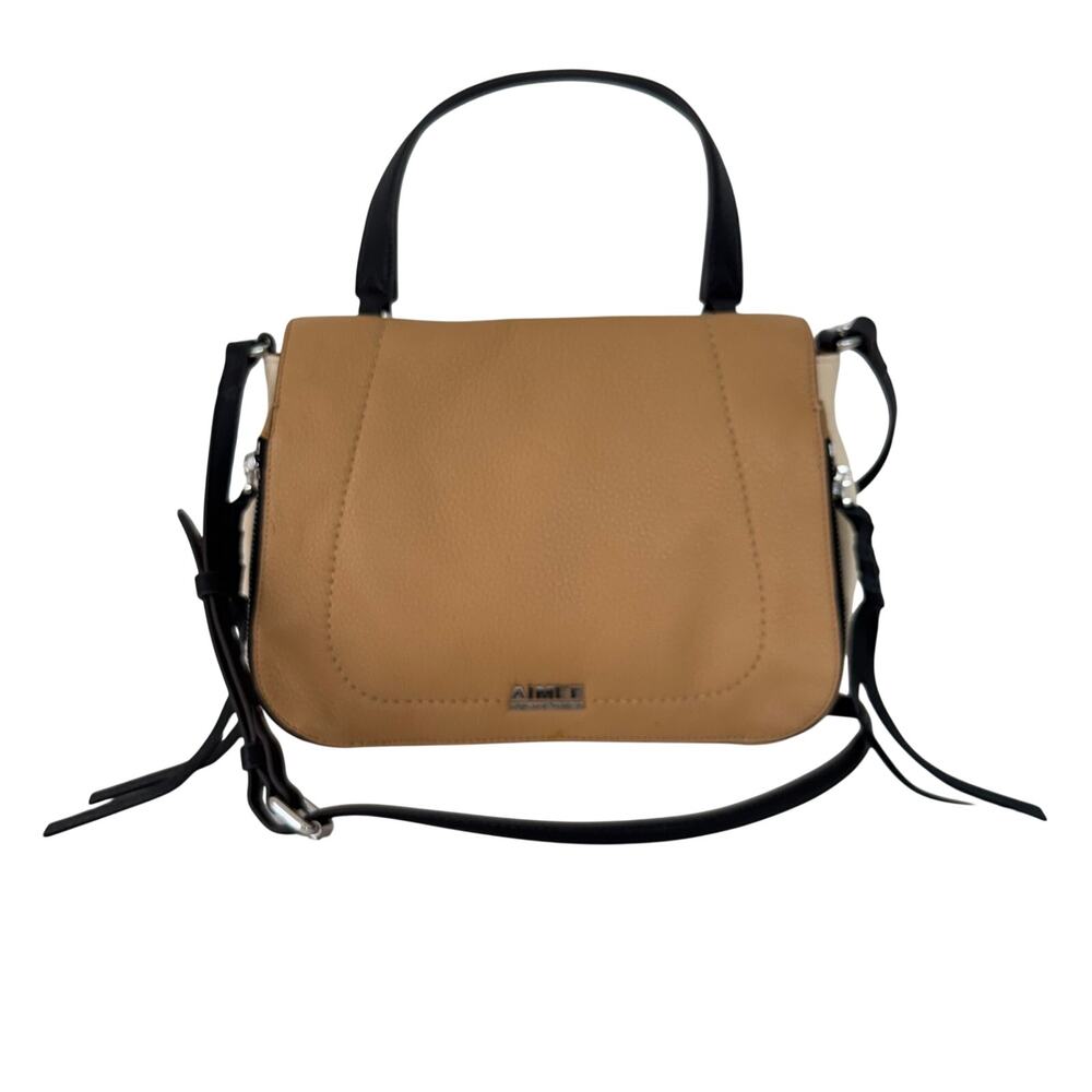 Aimee Kestenberg Pebble Leather Crossbody Top Handle Bag Beige/Cream/Black